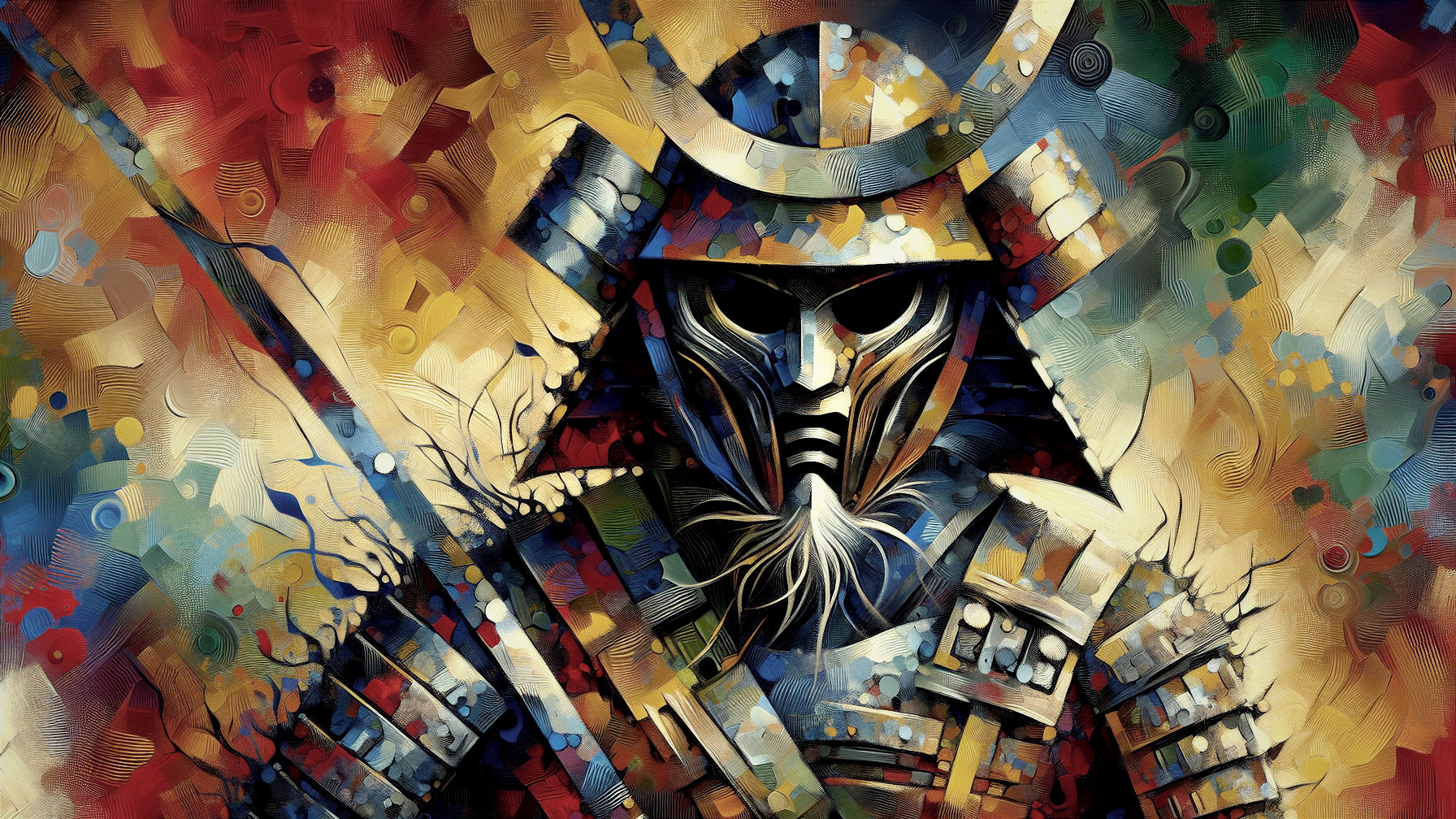 Warrior in Intricate Armor with Vibrant Background