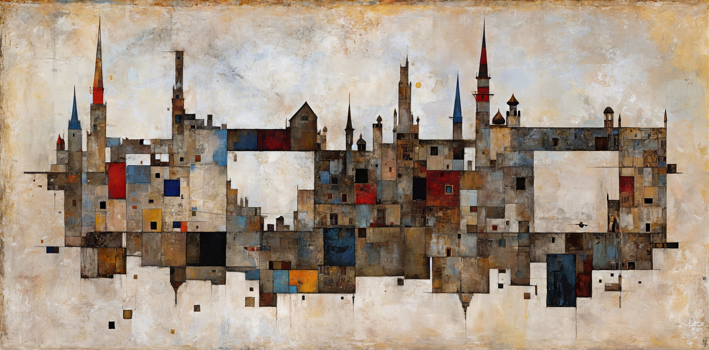 Abstract Cityscape with Geometric Shapes and Colors
