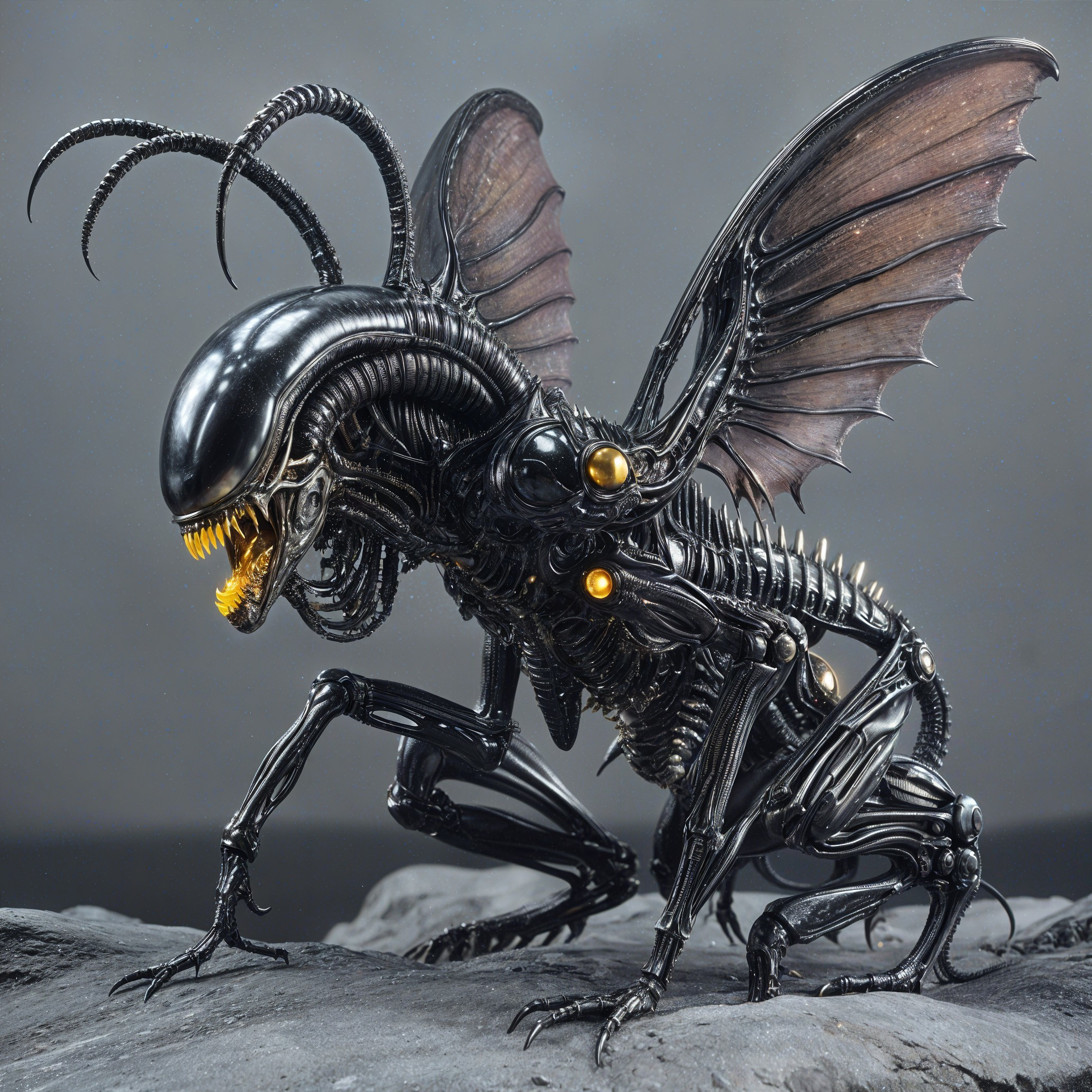 Intricate Mechanical Creature with Alien Features
