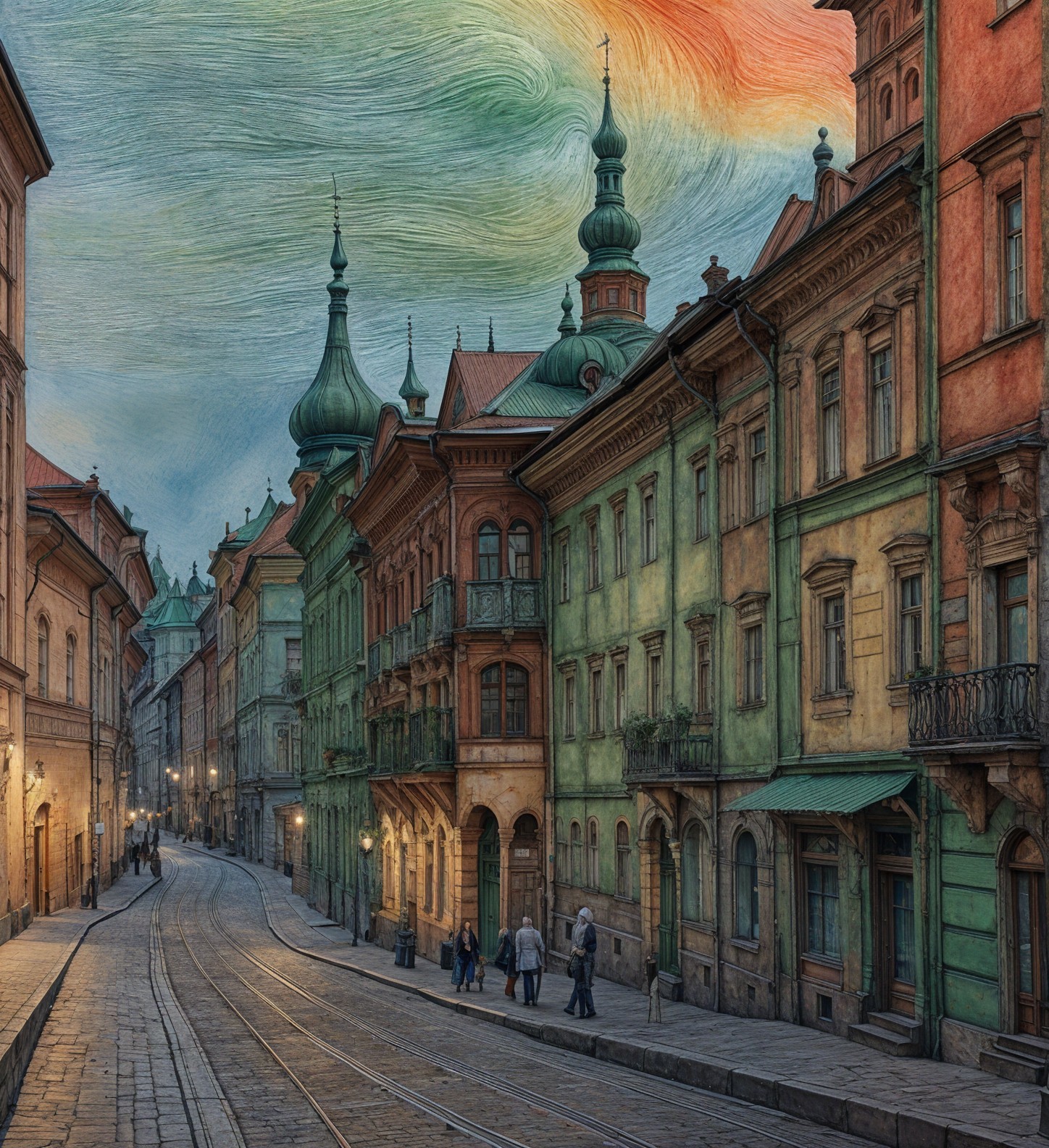 Charming Street Scene with Historical Buildings and Sky
