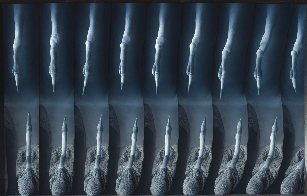 Ghostly Hands in Monochromatic Blue and Gray Palette
