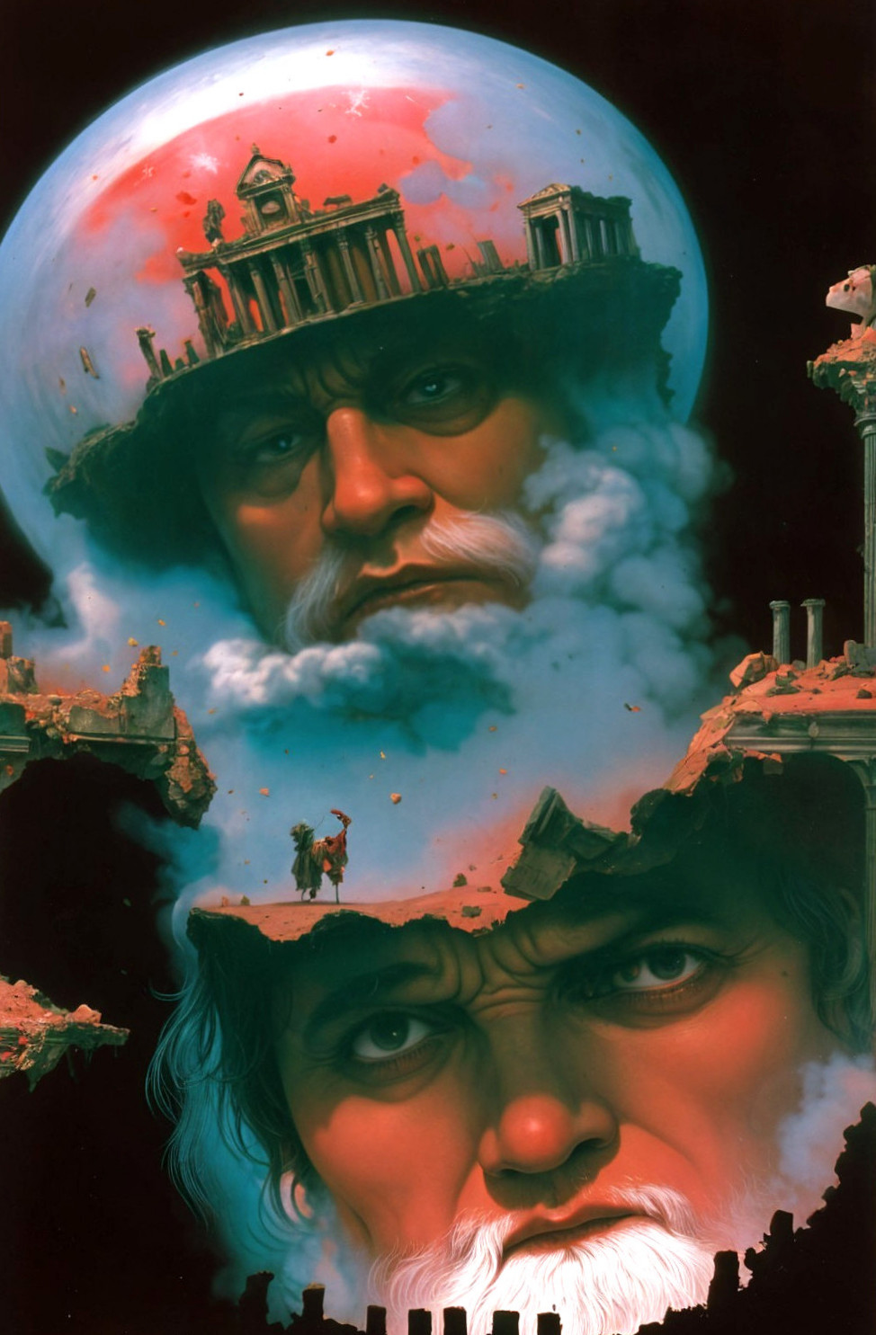 Surreal Faces and Cosmic Landscape in Ancient Scene