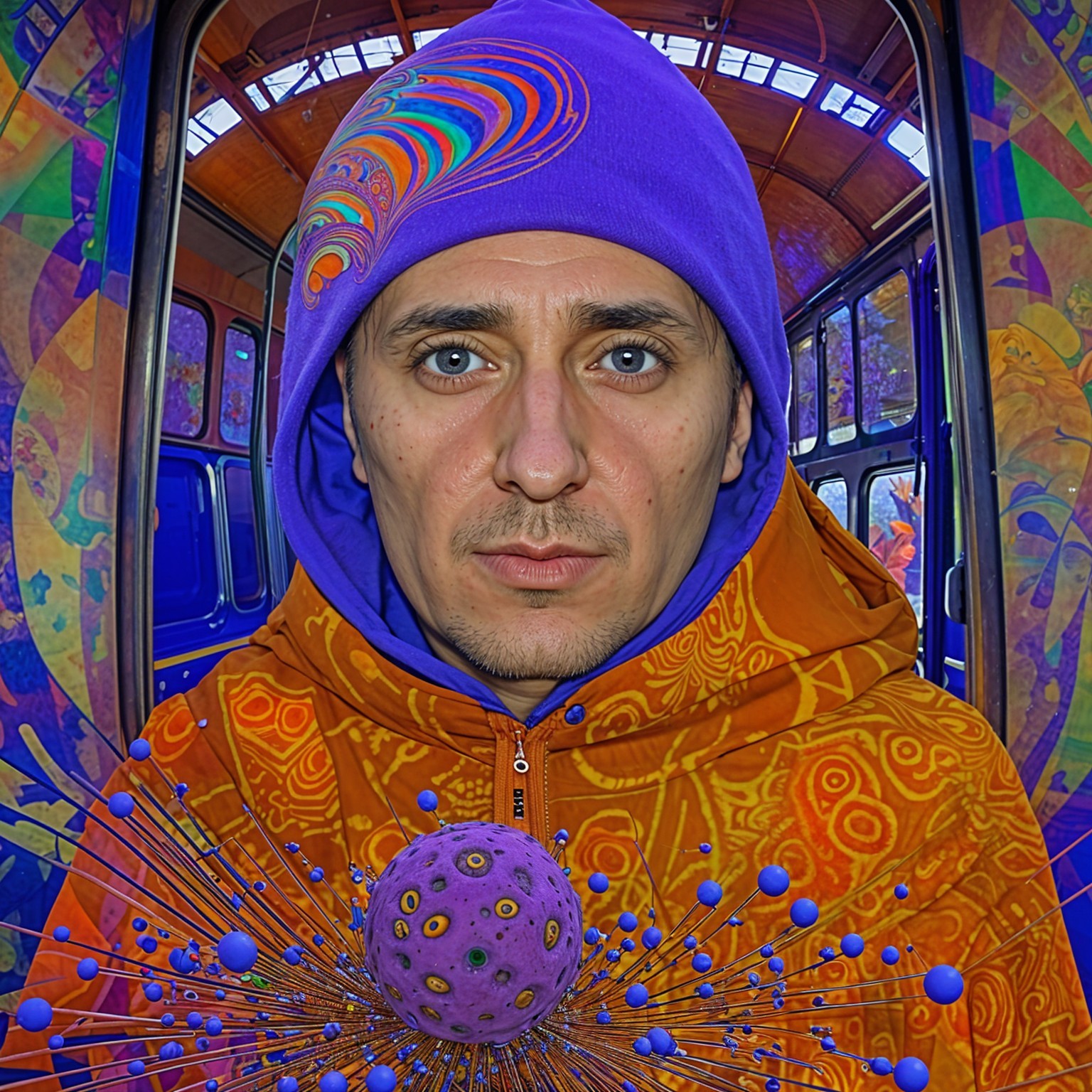 Colorful Hoodie Against Abstract Cosmos