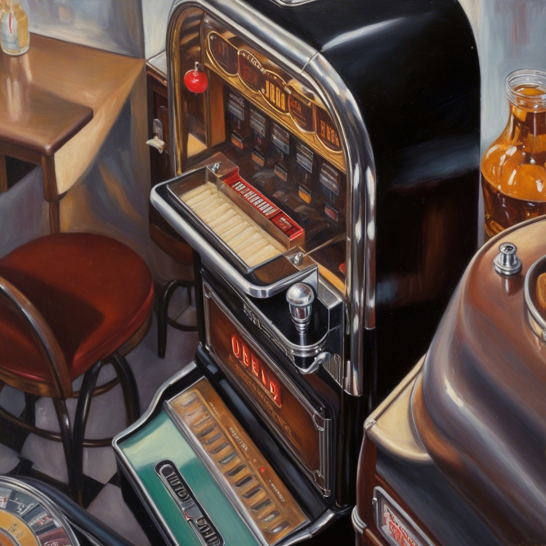 Vintage Slot Machine in Cozy Bar Setting