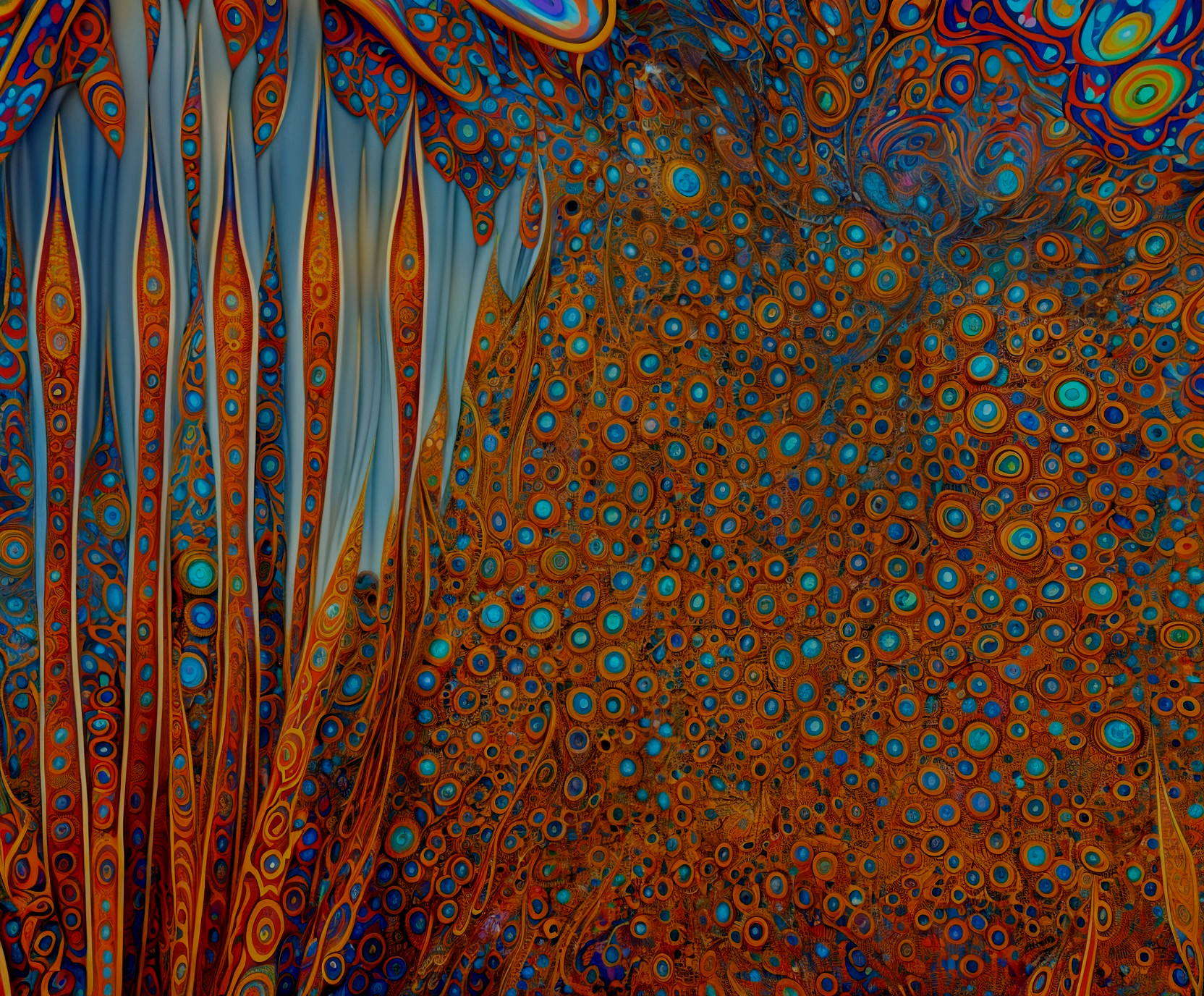 Vibrant Abstract Composition with Swirling Patterns