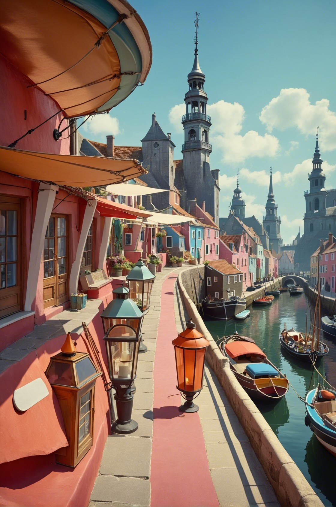Picturesque Waterfront with Colorful Buildings and Canal