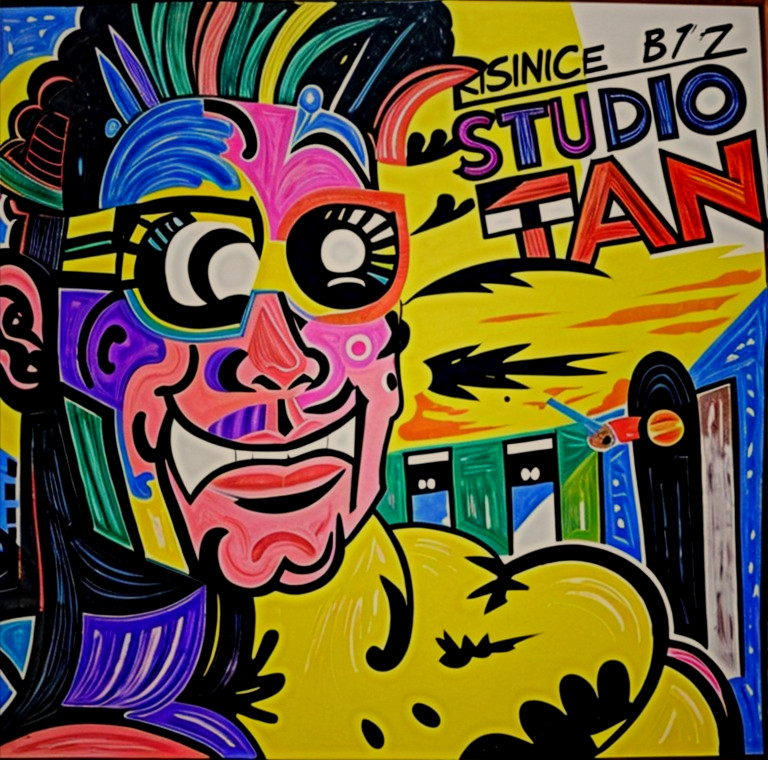 Vibrant Illustration of Character with Oversized Sunglasses