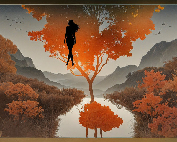 Serene Autumn Landscape with Vibrant Foliage and River