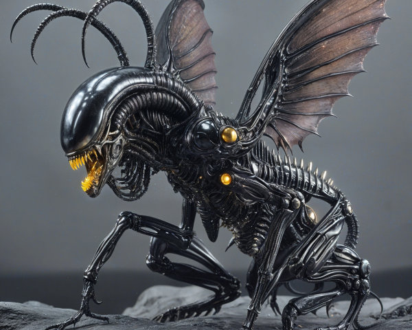 Intricate Mechanical Creature with Alien Features