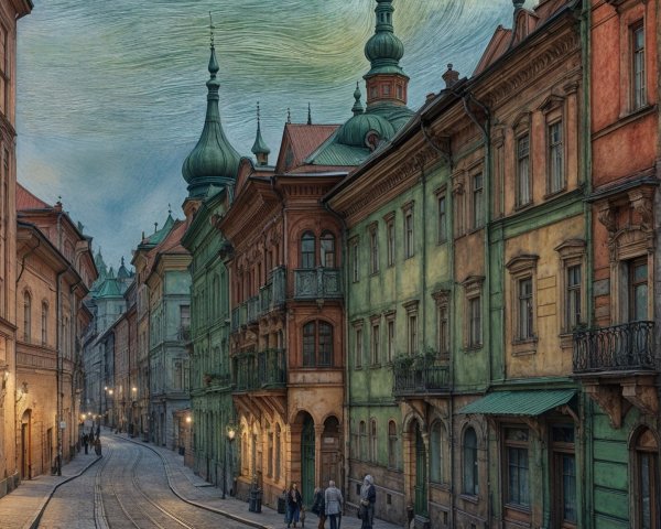 Charming Street Scene with Historical Buildings and Sky