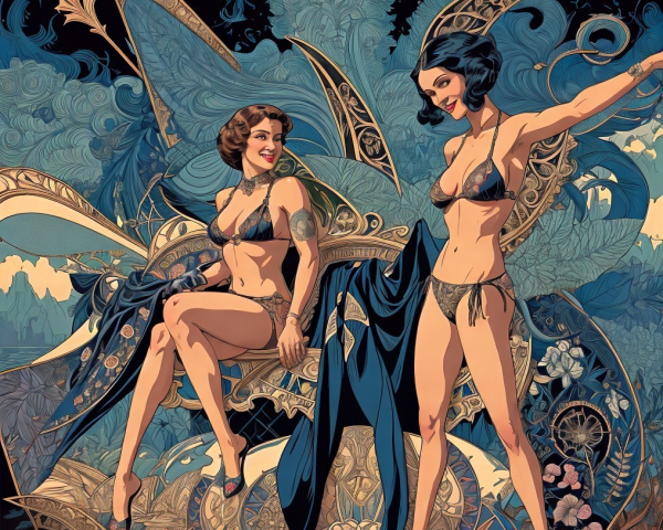 Vintage-Style Lingerie with Floral Background Design