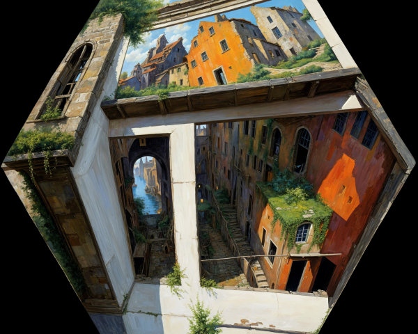 Surreal Hexagonal Architecture with Colorful Buildings