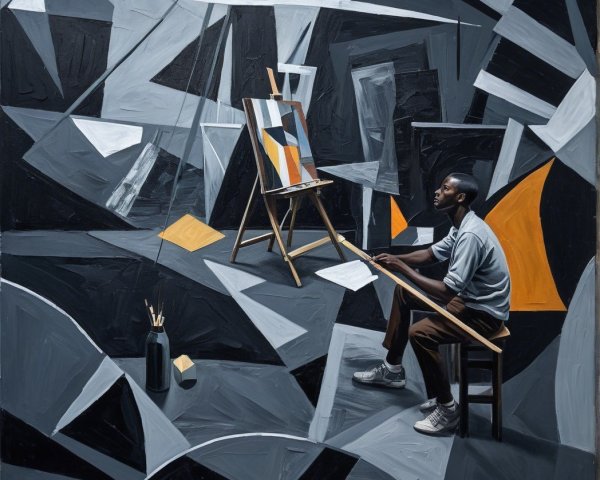 Solitary Artist in Geometric Monochromatic Setting