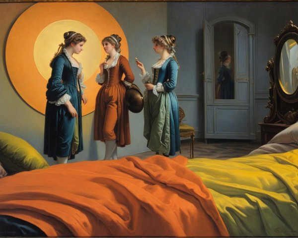 Elegant Women in Lavish Room with Mirror Reflection