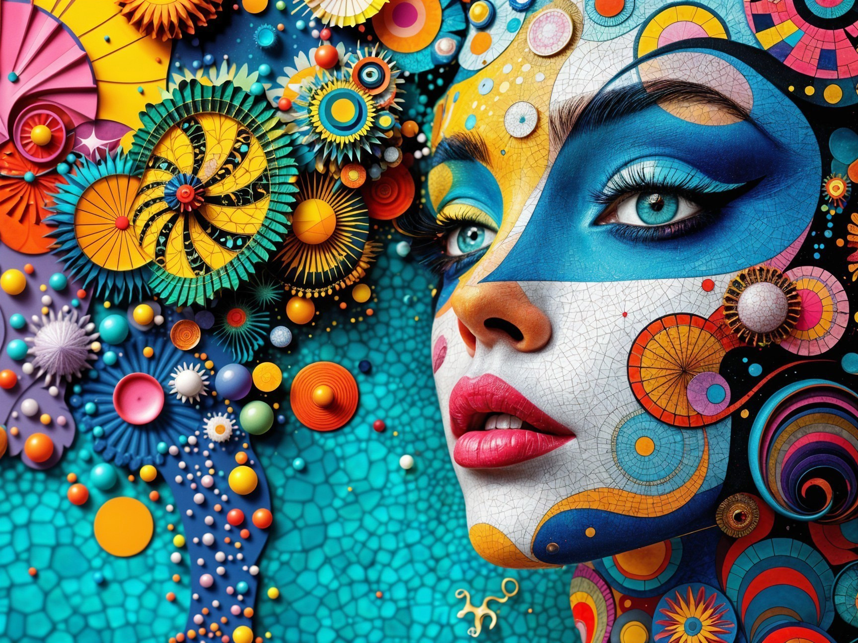 Artistic representation of a woman's face with patterns