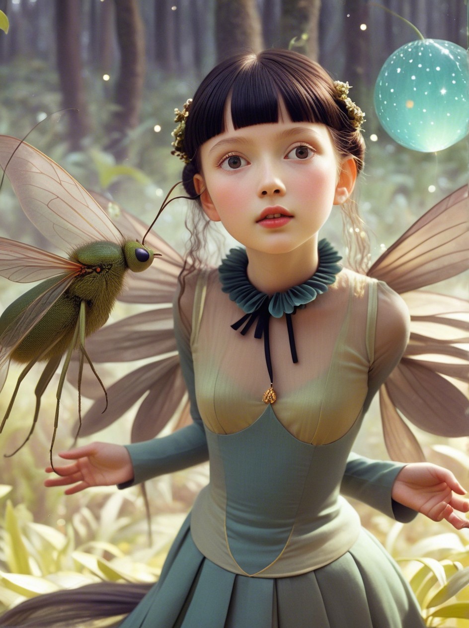 Young Fairy in Enchanting Forest with Luminous Orb
