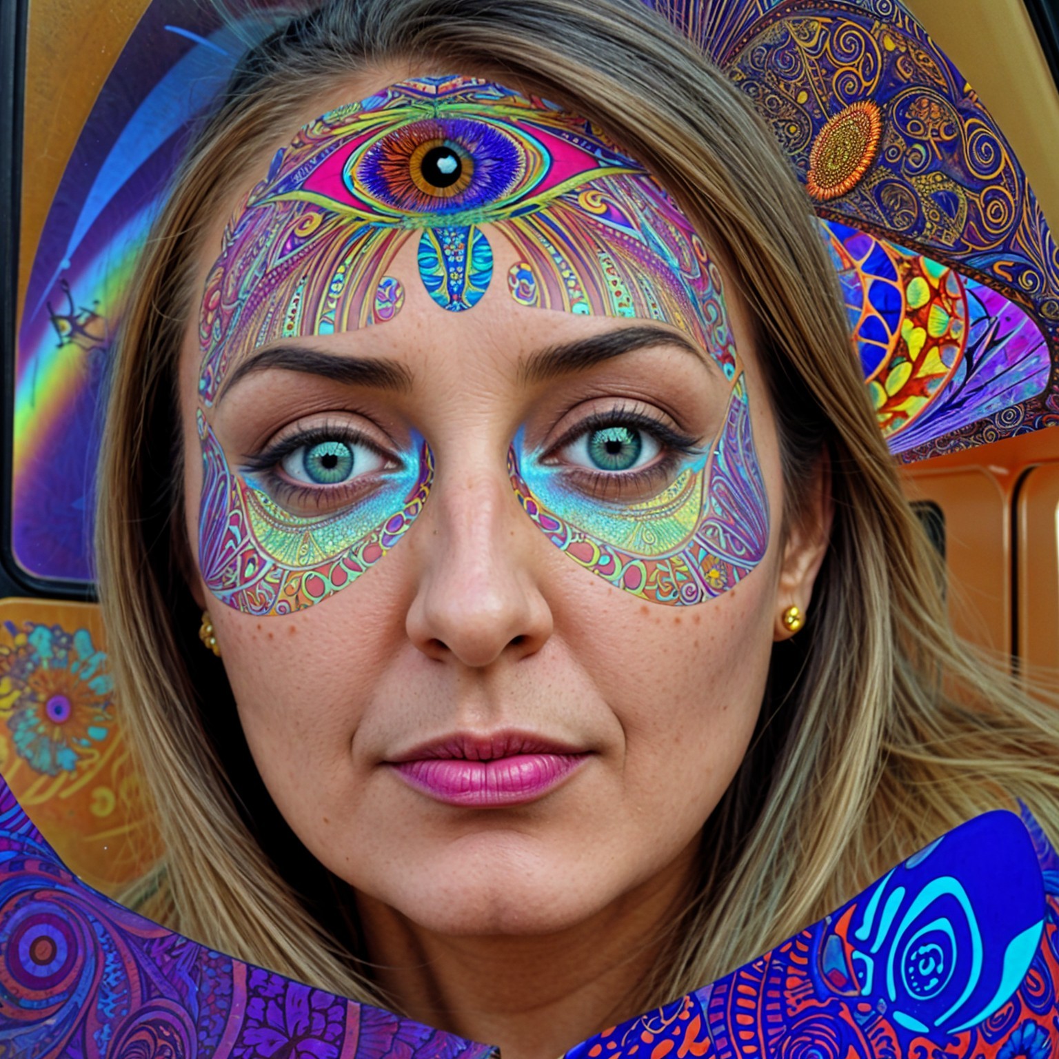 Blue Eyes and Colorful Face Art