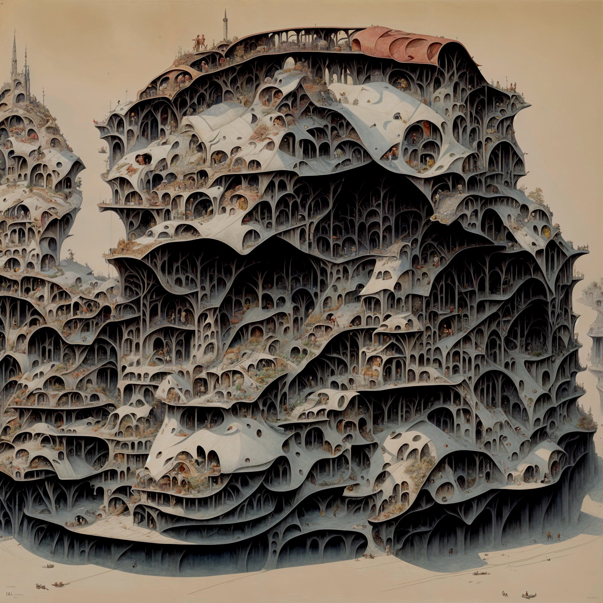 Intricate Structure Resembling a Fantastical Mountain