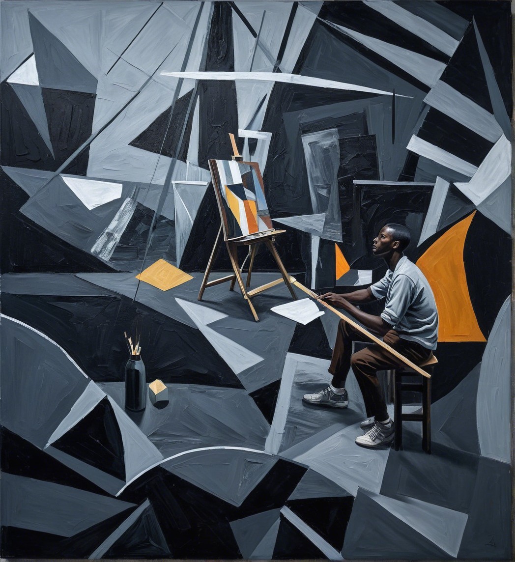 Solitary Artist in Geometric Monochromatic Setting