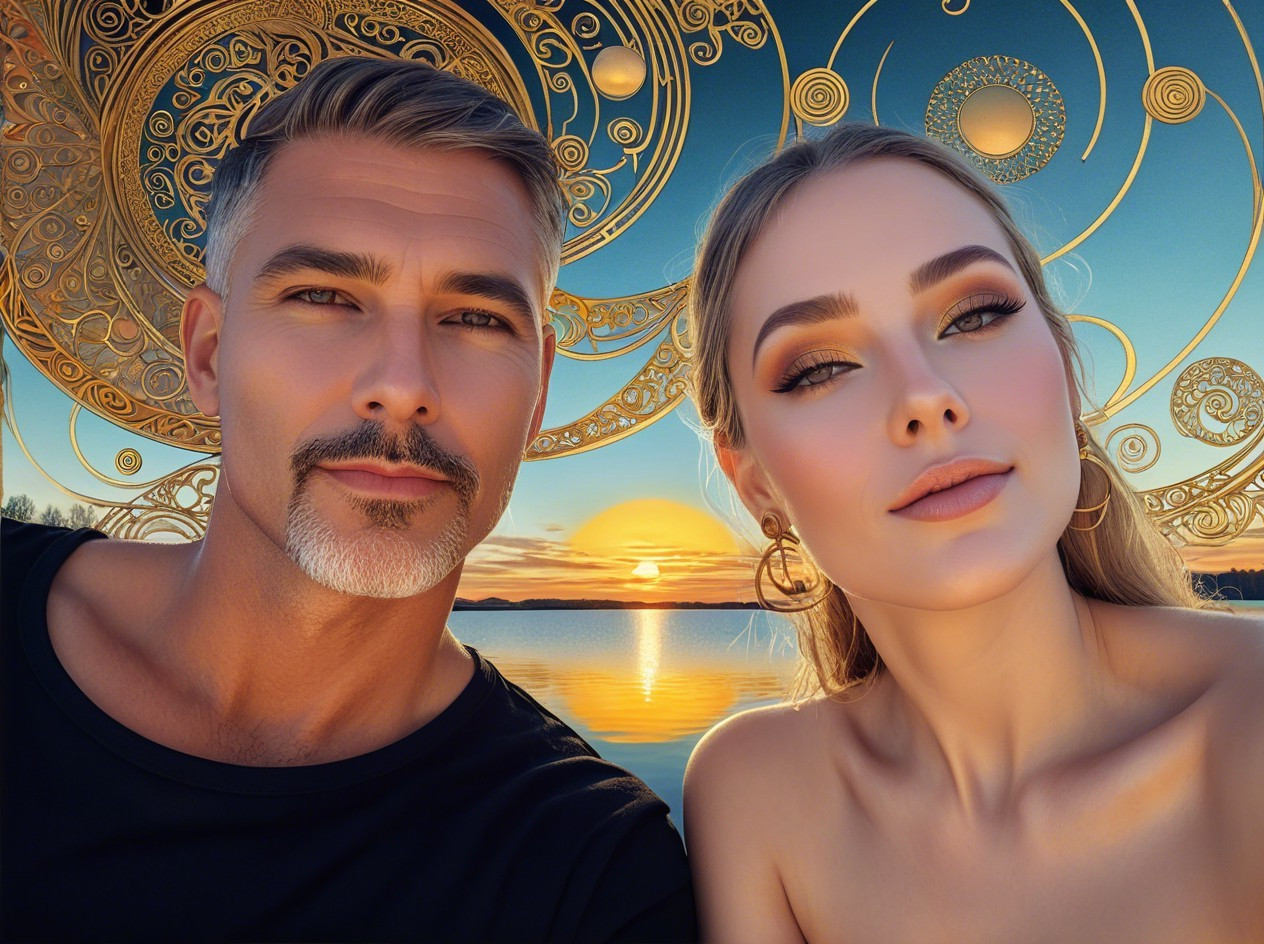 Sunset Selfie: A Stylish Couple's Moment