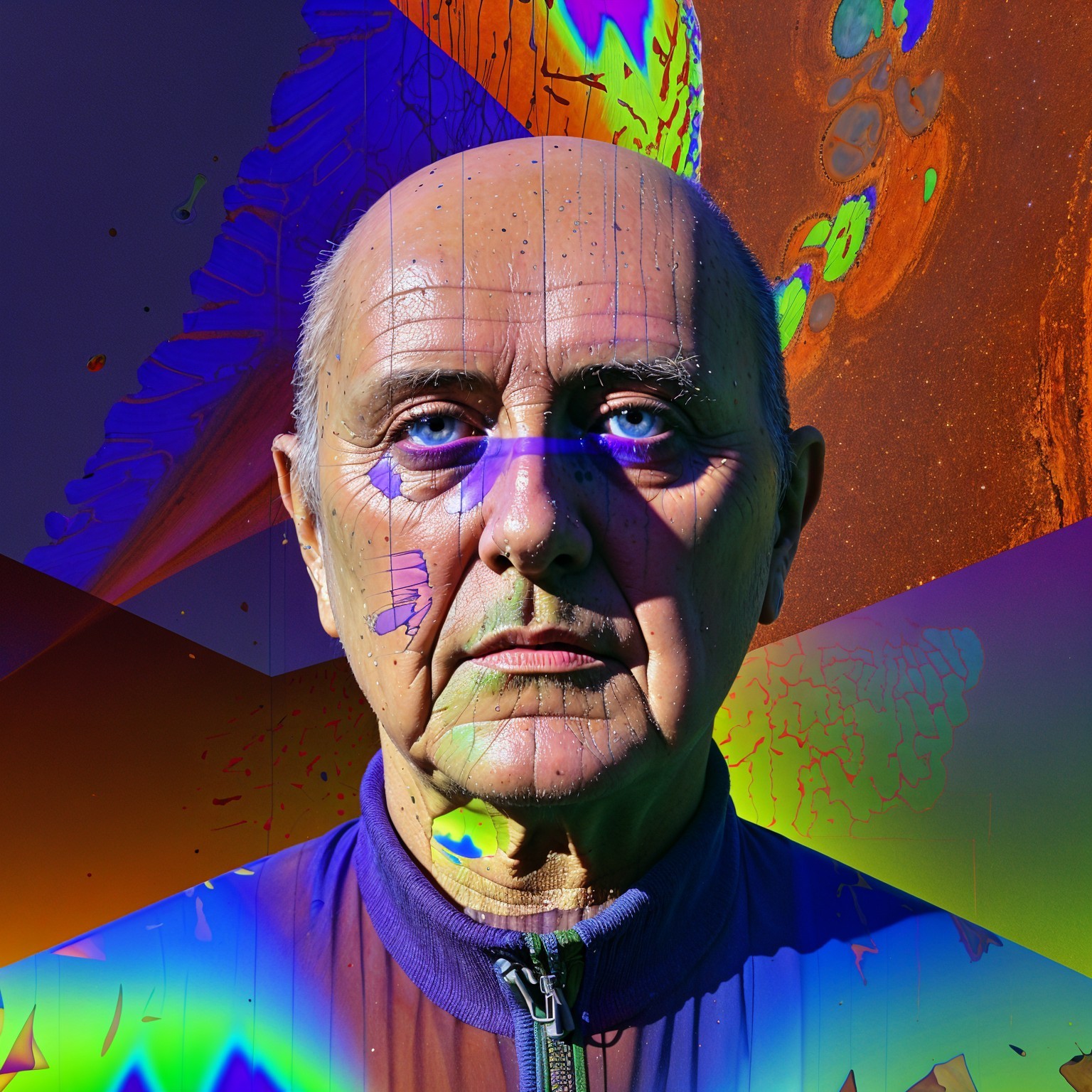 Vivid Portrait of an Intense Elderly Man