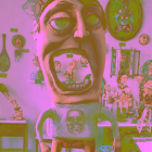 Surreal Upright Horse Figure with Colorful Patterns