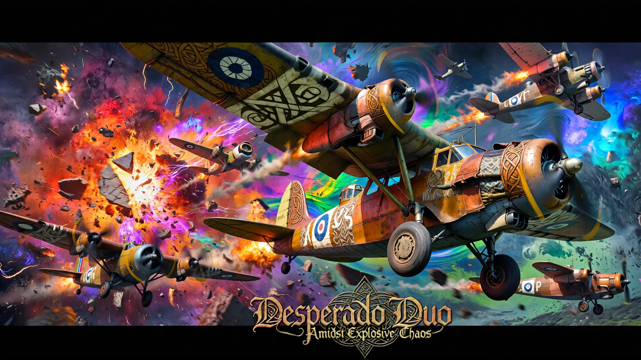 Surreal Digital Painting of Intense Air Combat Scene