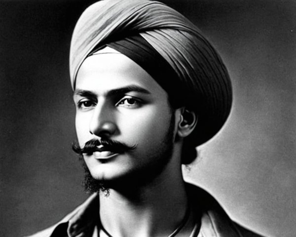 Monochrome Portrait of a Young Man in Turban