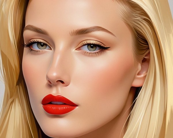 Portrait of a Woman with Blonde Hair and Green Eyes