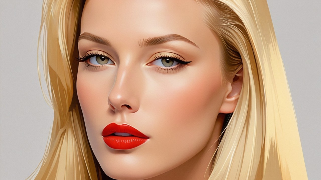 Portrait of a Woman with Blonde Hair and Green Eyes