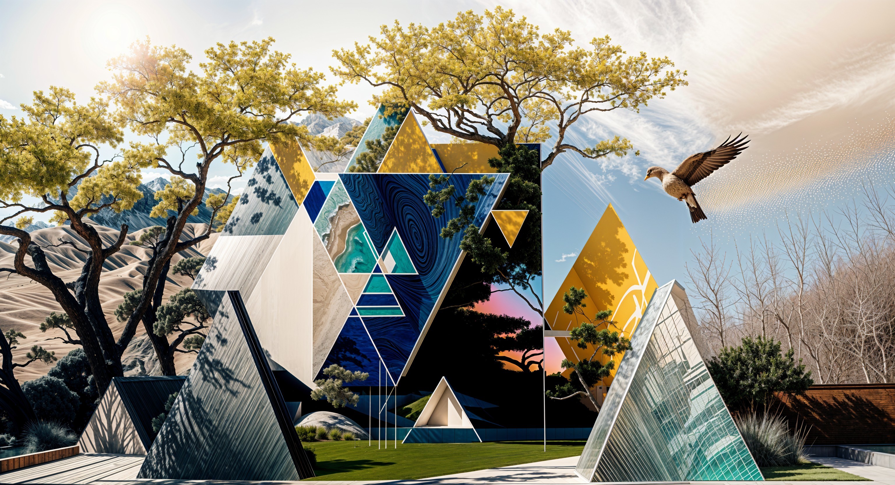 Geometric and Natural Elements in a Surreal Landscape