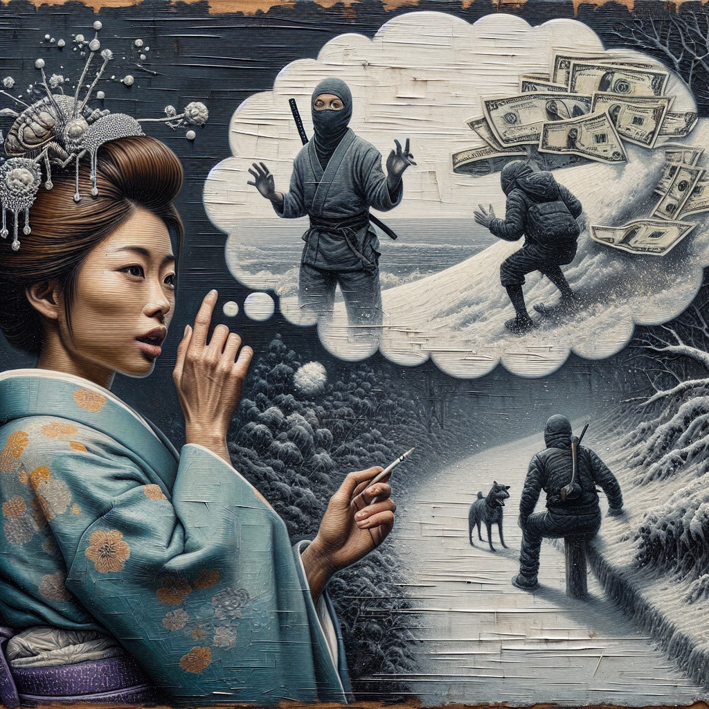 Woman in Traditional Japanese Attire Contemplating Scenes