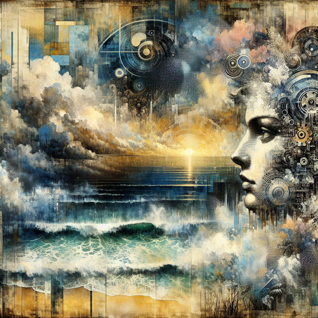 Surreal Seascape with Abstract Human Elements