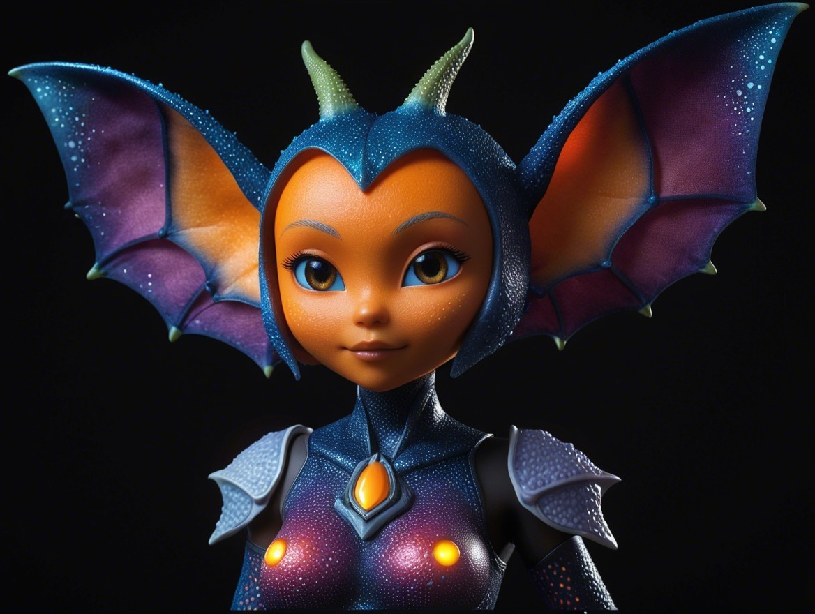 Vibrant Character with Colorful Wings and Armor