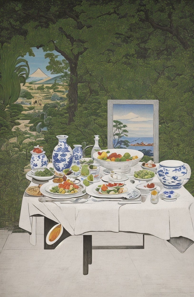 Elegant Table Setting with Blue and White China