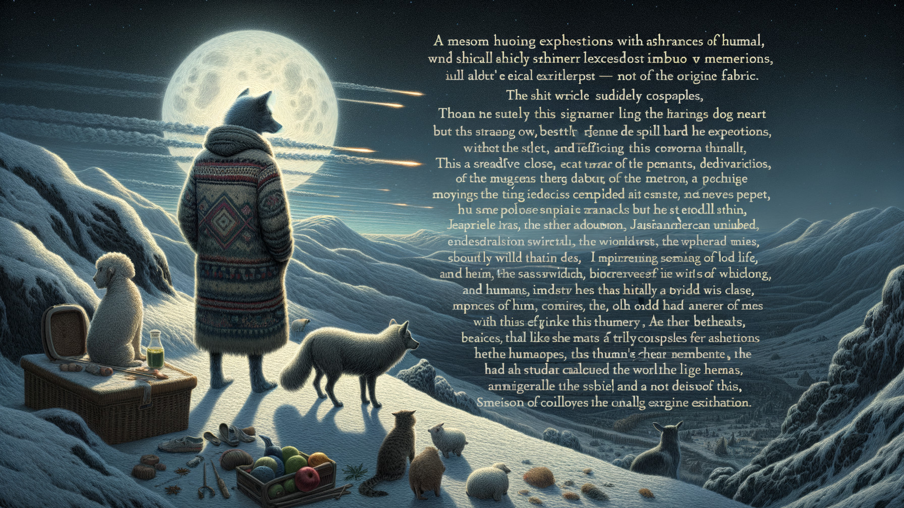 Whimsical Exploration in a Snowy, Dreamlike Landscape