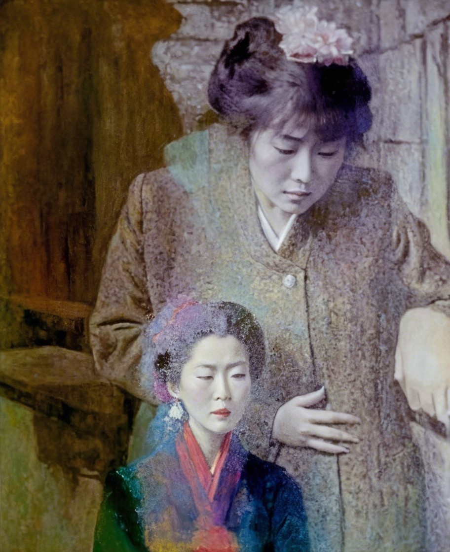 Two Women in Traditional and Elegant Attire