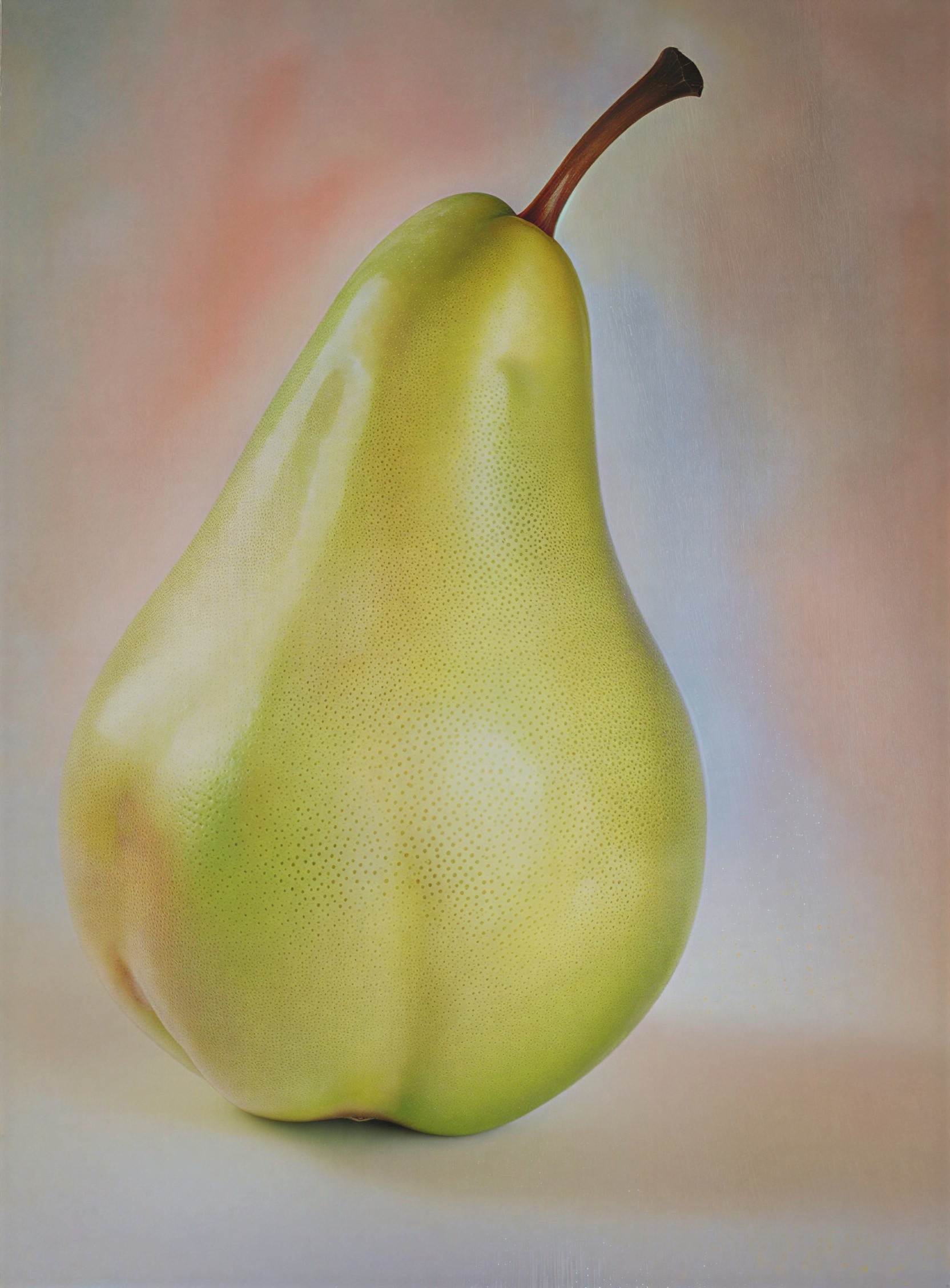 Ripe pear with pastel background and smooth texture