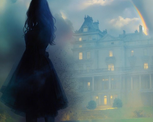 Silhouette of a Figure in a Dreamy Landscape Scene