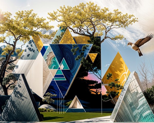 Geometric and Natural Elements in a Surreal Landscape