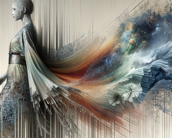 Digitally Rendered Figure in Vibrant Abstract Colors