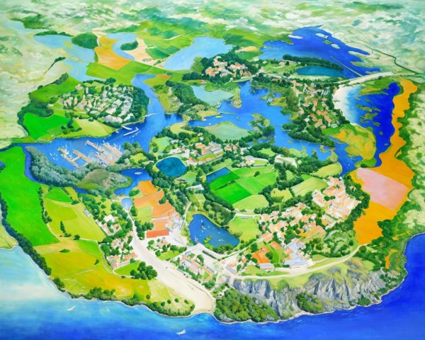 Aerial View of a Picturesque Island Landscape