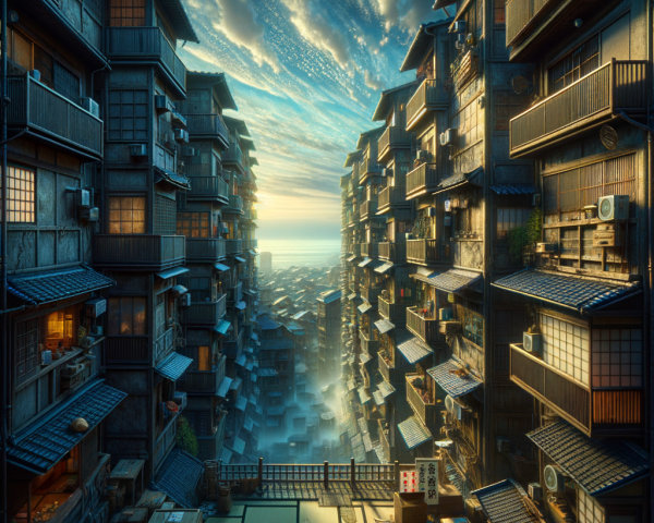 Narrow Alleyway with Sunset and Traditional Architecture