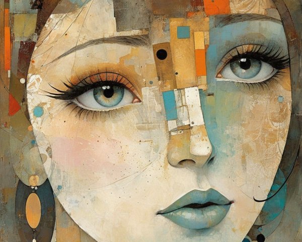Abstract Portrait of a Woman with Geometric Shapes