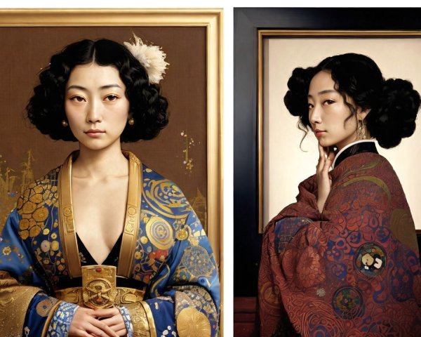 Portraits of a Woman in Traditional Japanese Attire