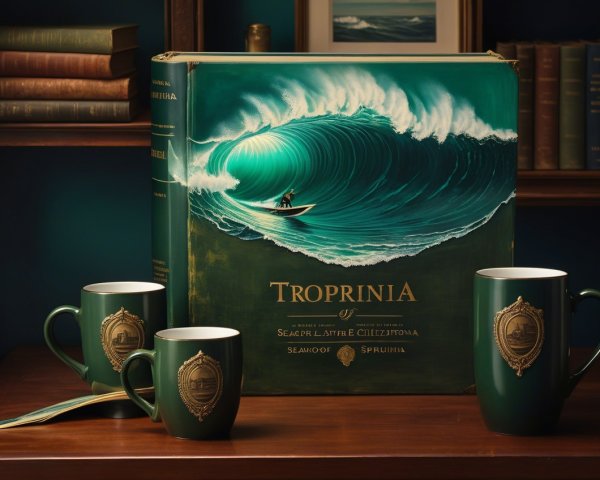 Illustrated Book "Tropirnia" on a Wooden Table
