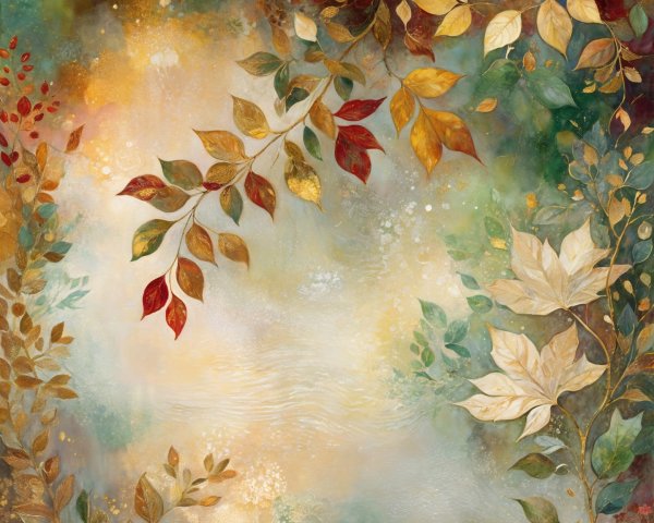 Abstract Artwork of Foliage in Warm Hues