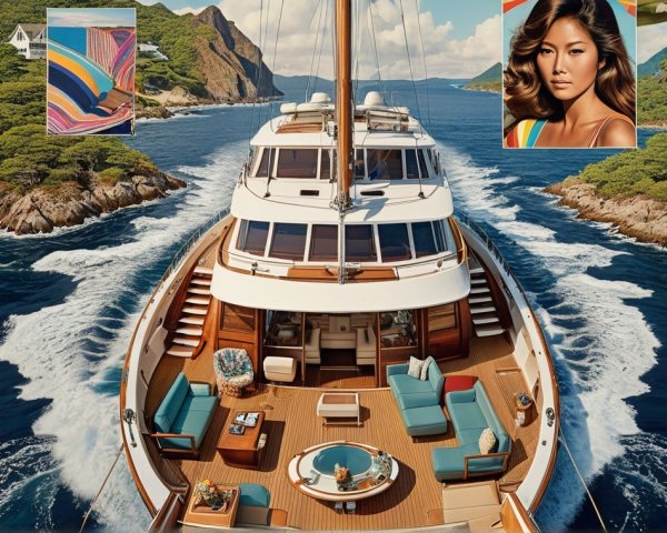 Luxurious Yacht on Serene Waters with Elegant Decor