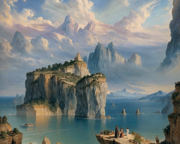 Majestic Landscape with Cliffs and Tranquil Sea