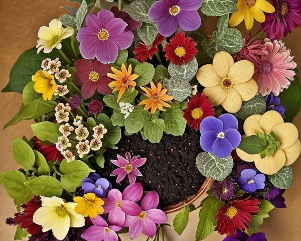 Vibrant Flower Arrangement in Terracotta Pot
